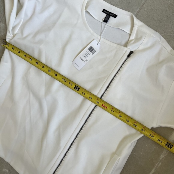 NWT Eileen Fisher Flex Tencel Ponte Round Neck Boxy Fit Women's S Ivory Full Zip - Picture 6 of 8